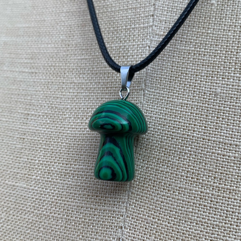 Handmade Genuine Stone Mushroom Amulet Necklace - Picture 8 of 11